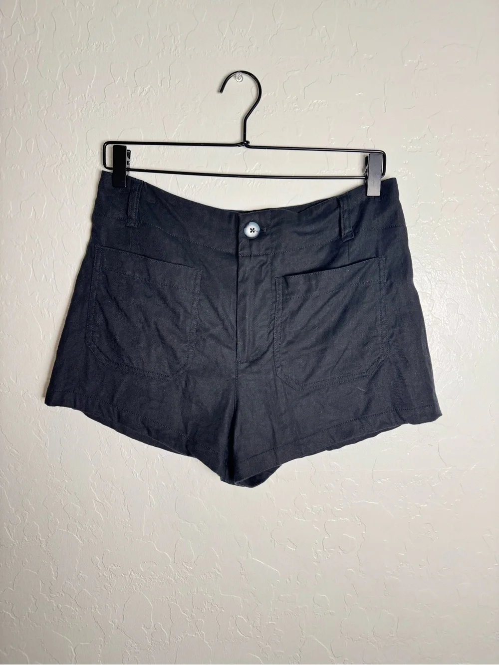 Maeve Anthropologie The Colette High Rise Shorts Black Linen Blend Size 29